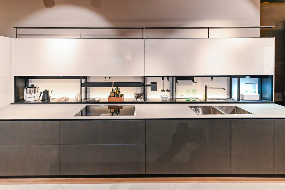 Valcucine Artematica Modern Showroom Kitchen with Island and Gaggenau Appliances