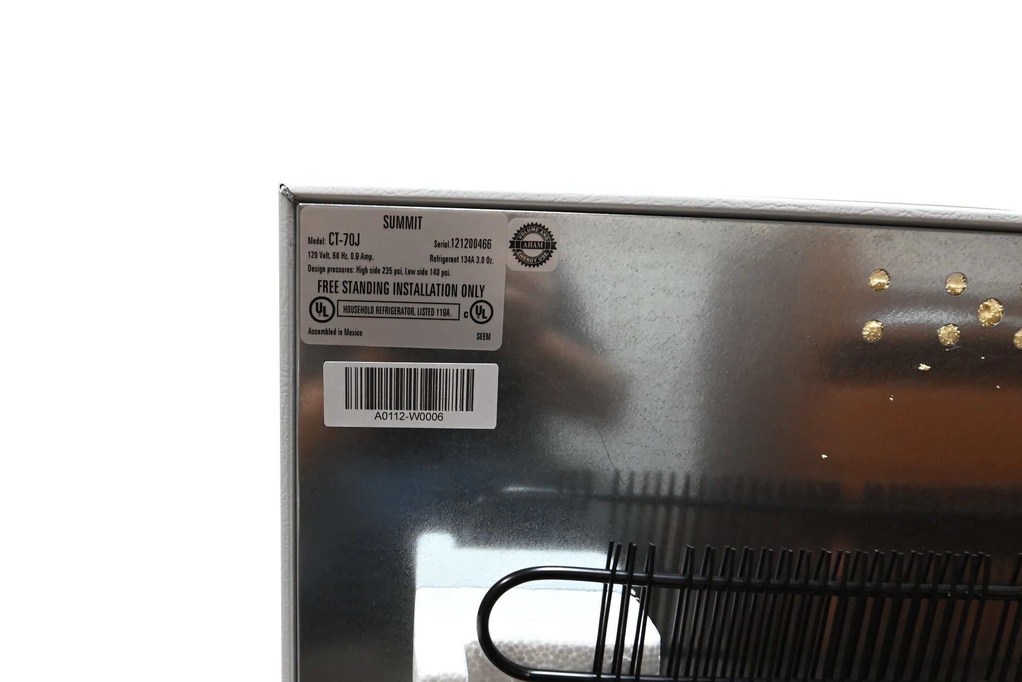 Summit CT-70J 24" White Compact Refrigerator and Freezer