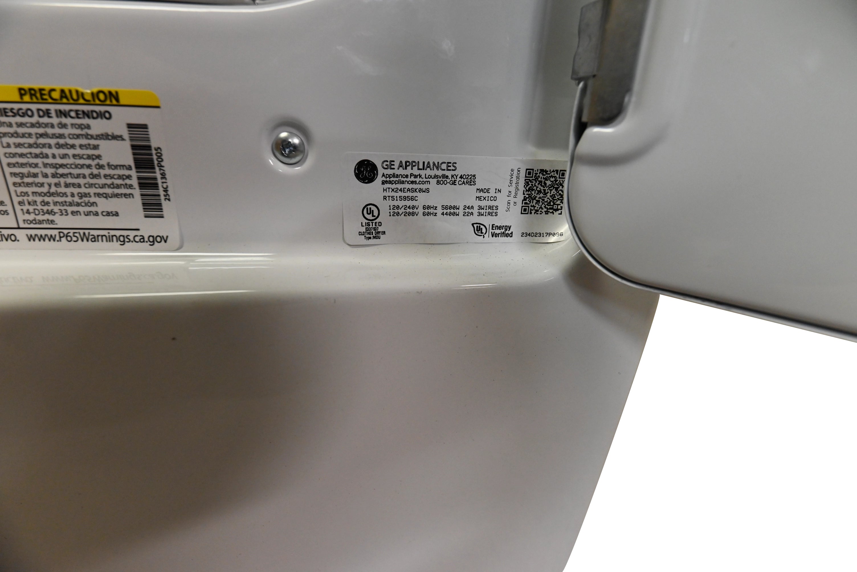 Hotpoint HTX24EASK0WS 27" White Front Load Electric Dryer