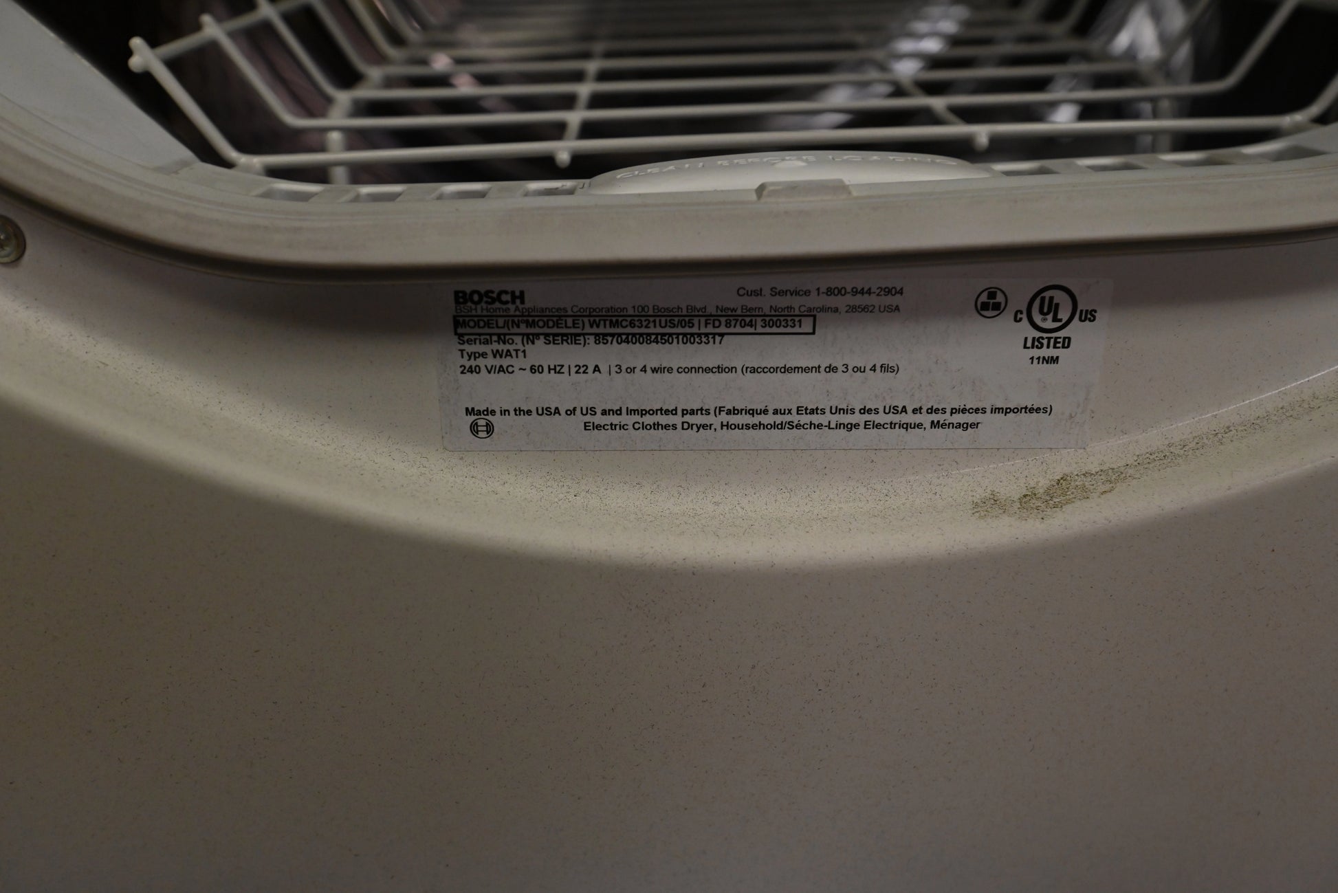 Bosch WTMC6321US 27" White Front Load Electric Dryer