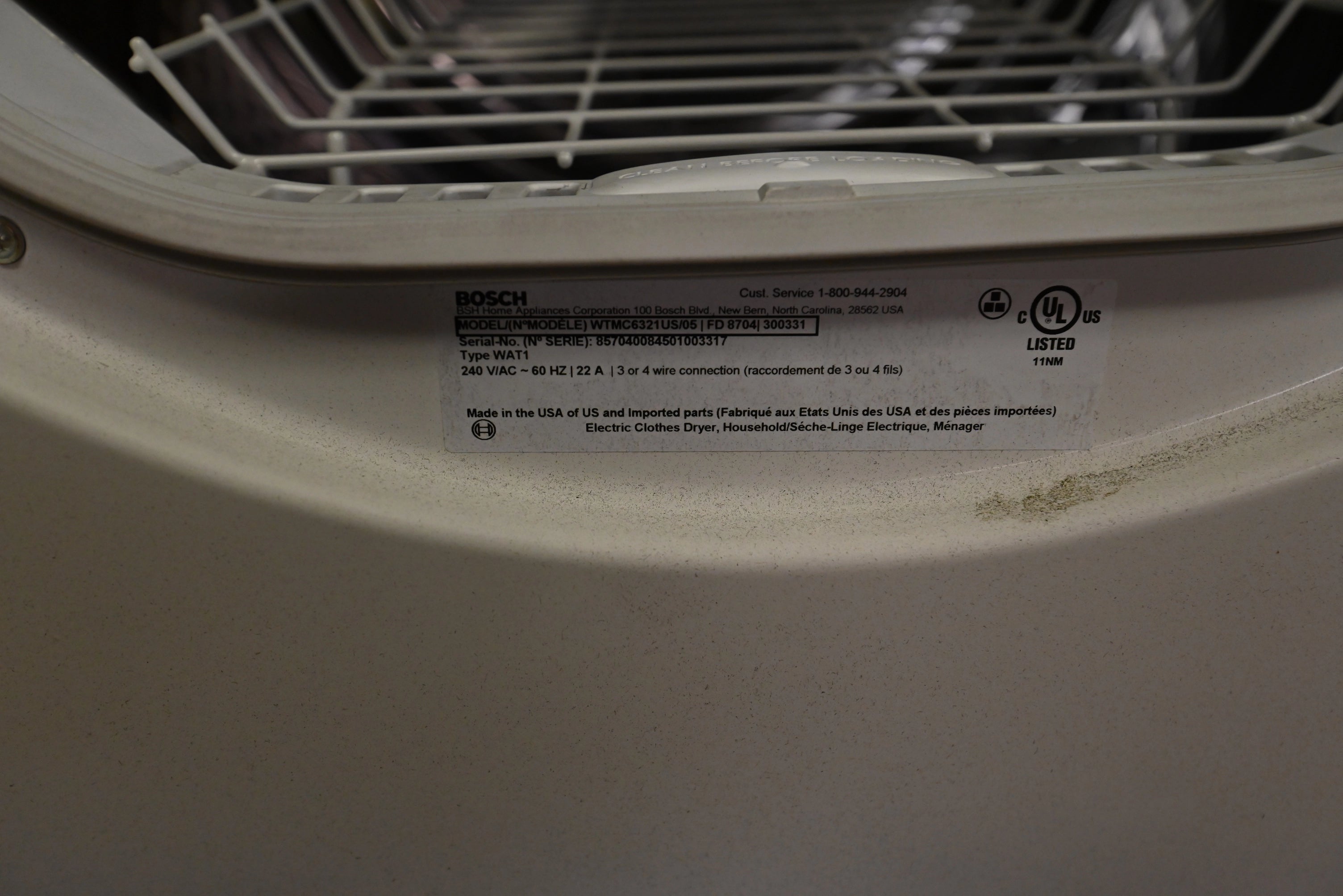 Bosch WTMC6321US 27" White Front Load Electric Dryer