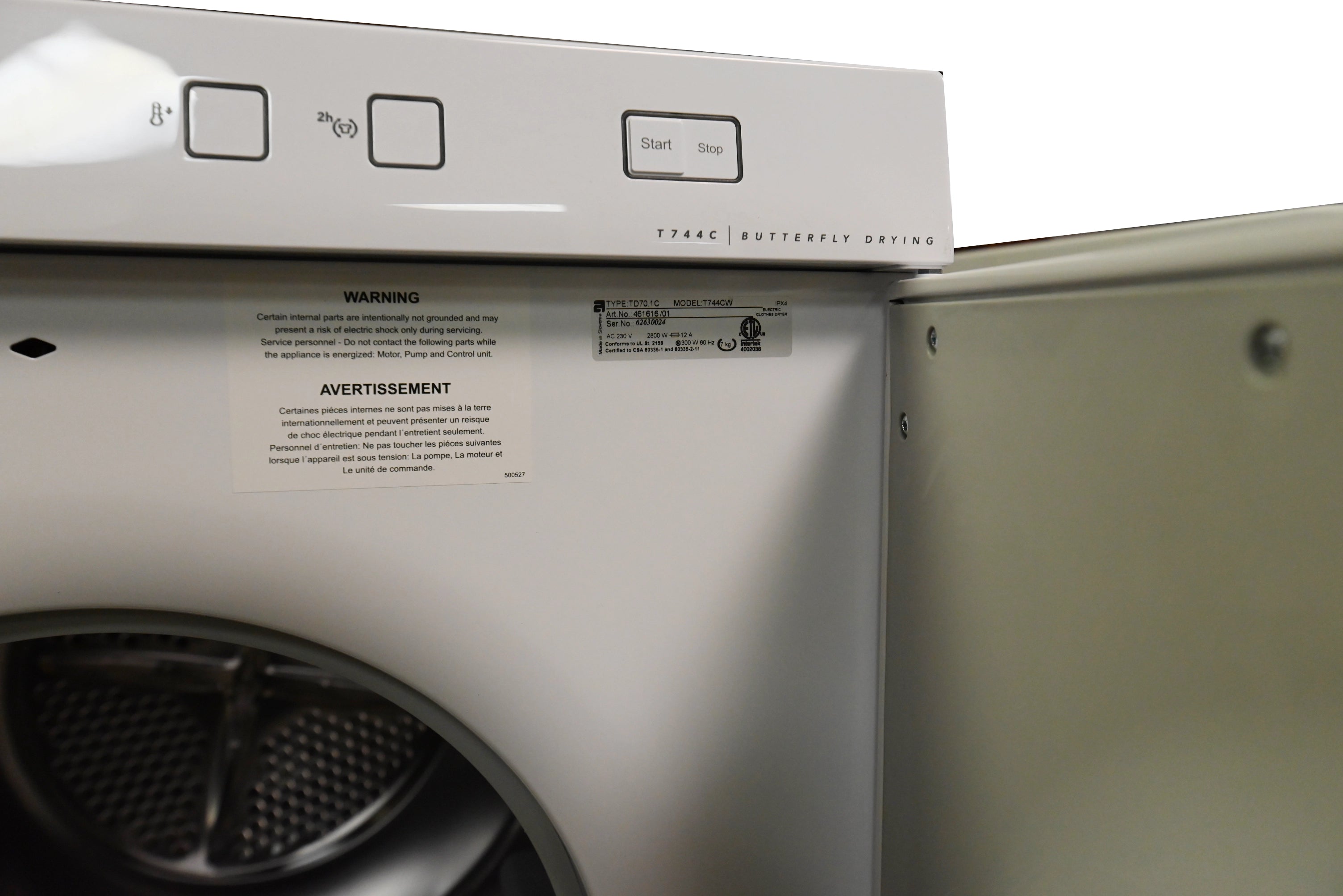 Asko T744CW 24" White Front Load Electric Dryer