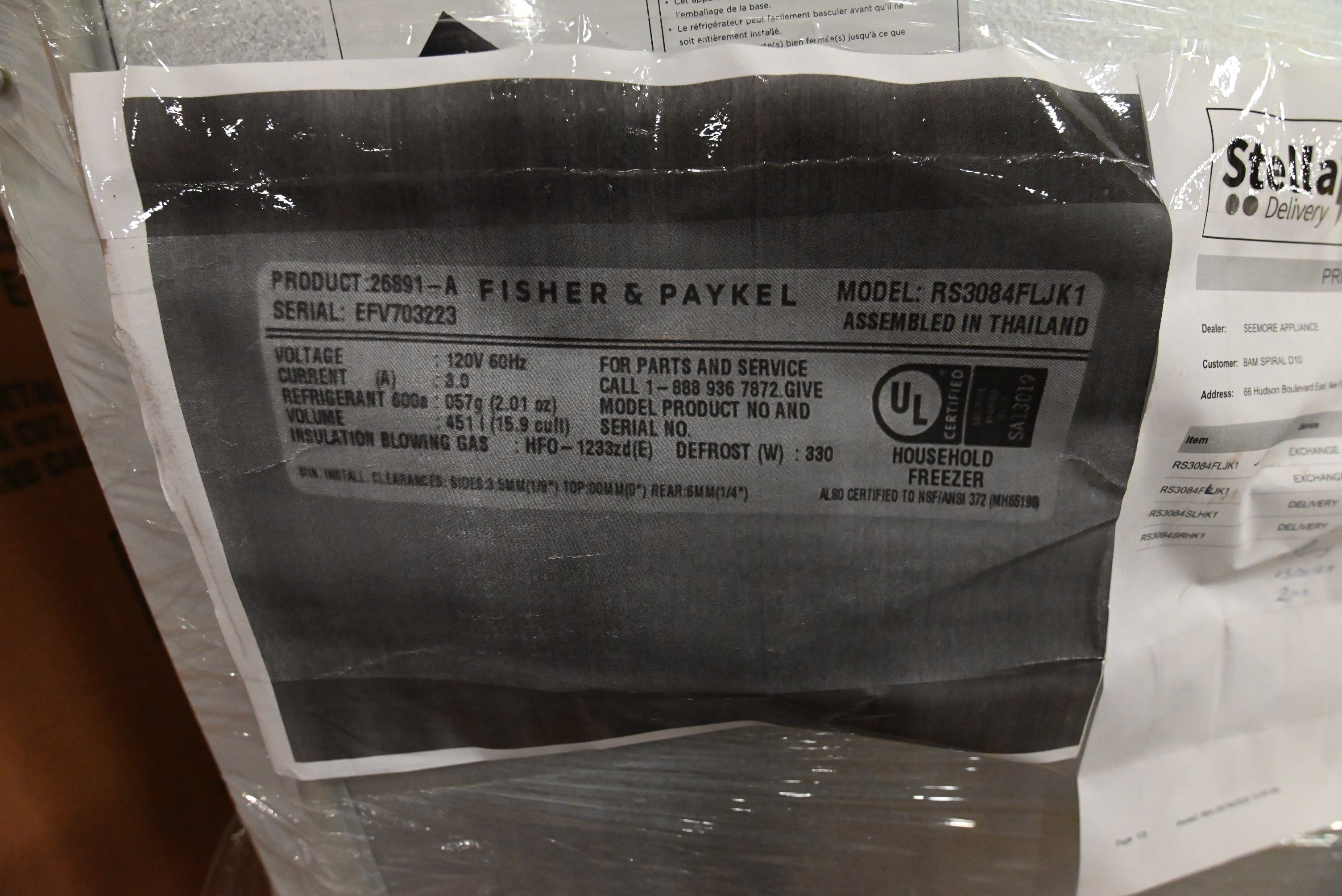 Fisher & Paykel RS3084FLJK1 30" Panel Ready All Freezer Column, Left Hinge