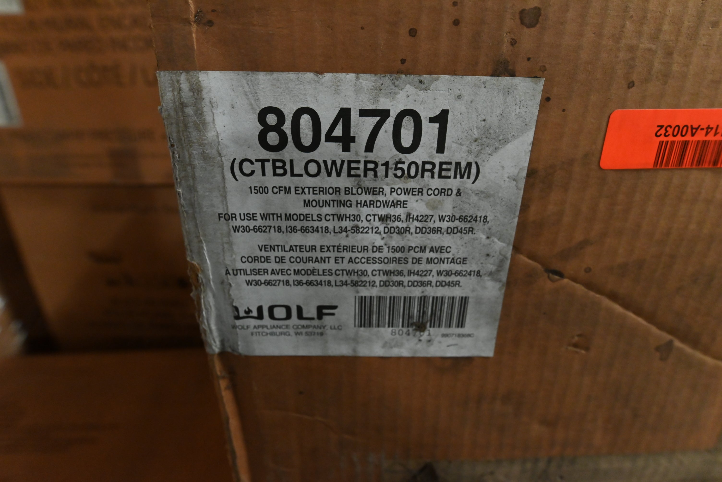 Wolf 804701 1500 CFM Remote External Blower