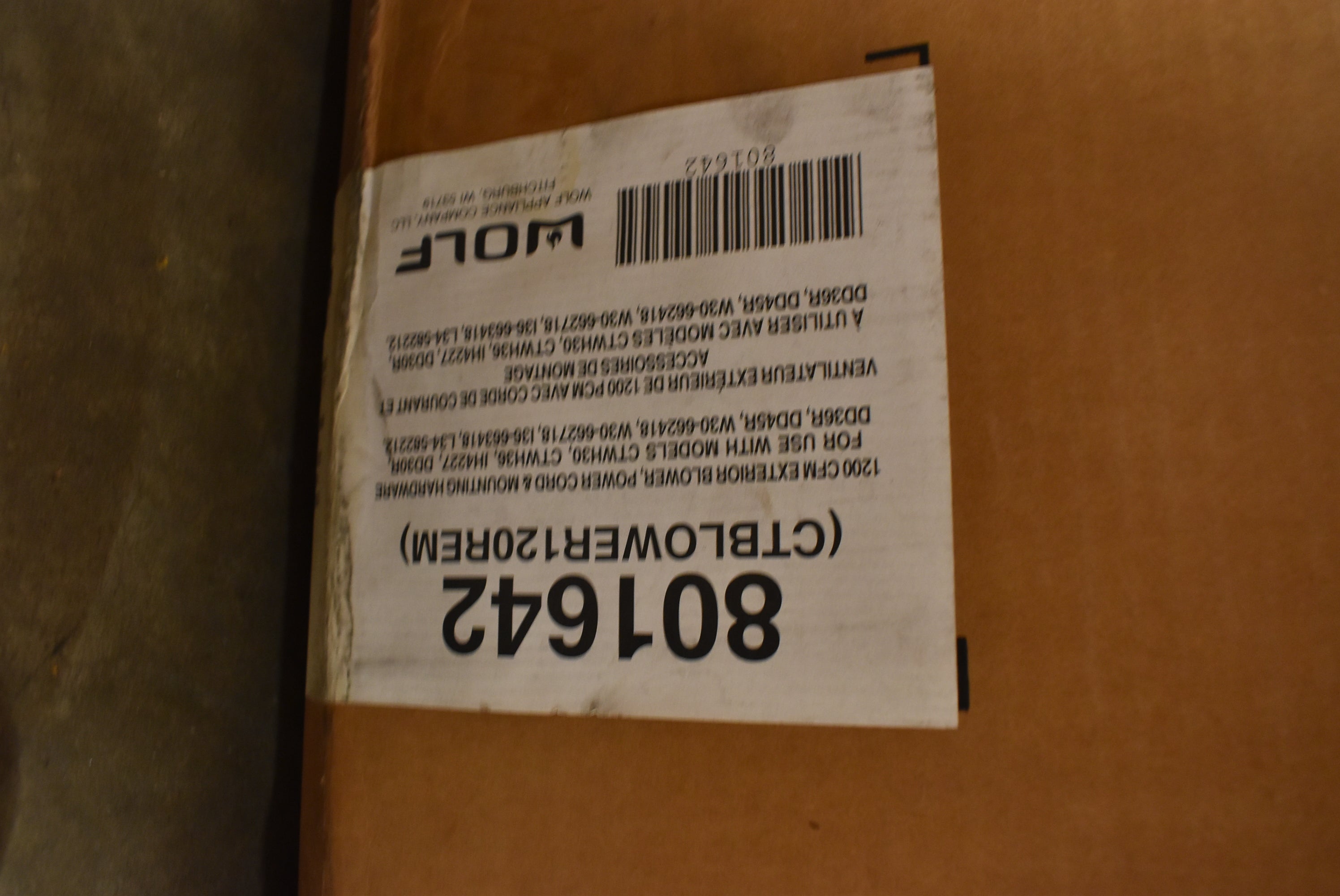 Wolf 1200 CFM Remote External Blower (801642)