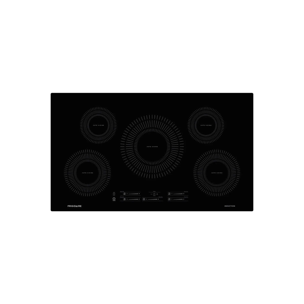 Frigidaire 36 inch black glass induction cooktop with 5 elements