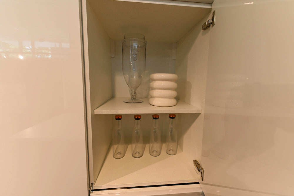 Poggenpohl Perfection: High Gloss White & Purple Modern Showroom Kitchen