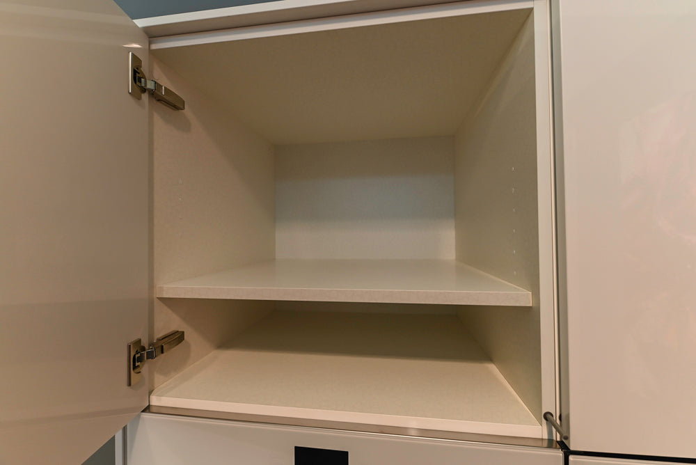 Poggenpohl Perfection: High Gloss White & Purple Modern Showroom Kitchen