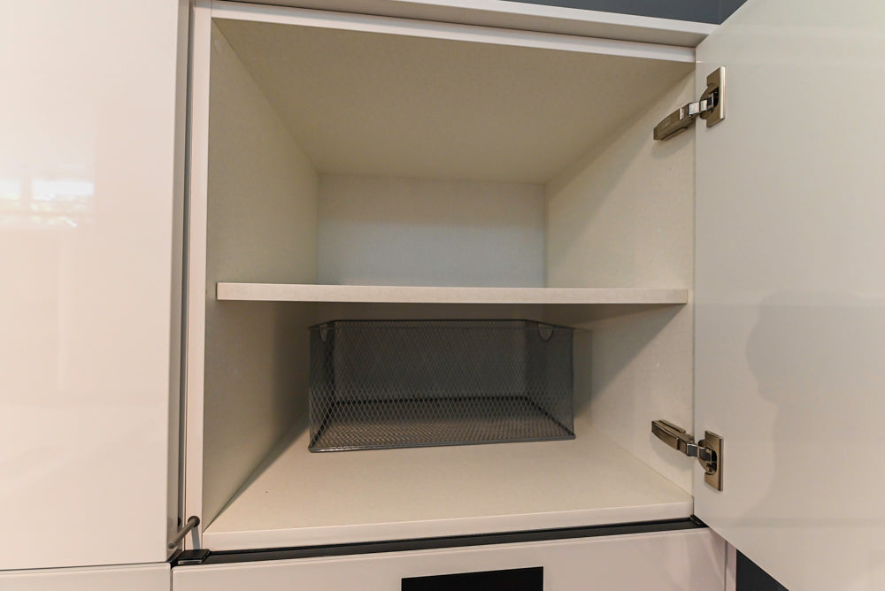 Poggenpohl Perfection: High Gloss White & Purple Modern Showroom Kitchen