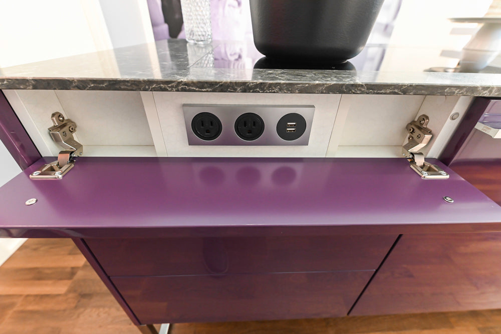 Poggenpohl Perfection: High Gloss White & Purple Modern Showroom Kitchen
