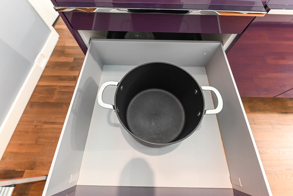 Poggenpohl Perfection: High Gloss White & Purple Modern Showroom Kitchen