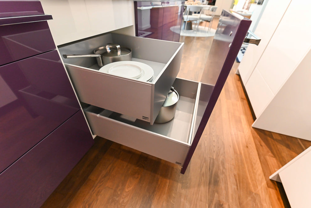 Poggenpohl Perfection: High Gloss White & Purple Modern Showroom Kitchen