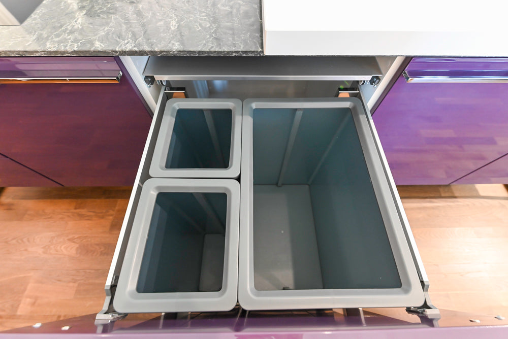 Poggenpohl Perfection: High Gloss White & Purple Modern Showroom Kitchen