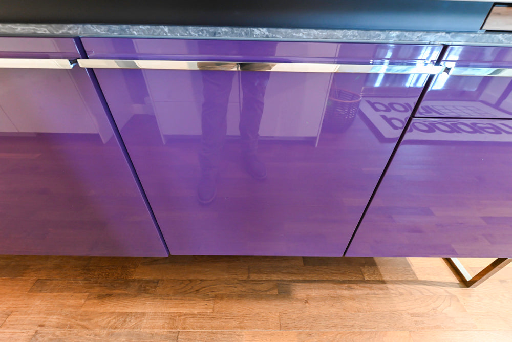 Poggenpohl Perfection: High Gloss White & Purple Modern Showroom Kitchen