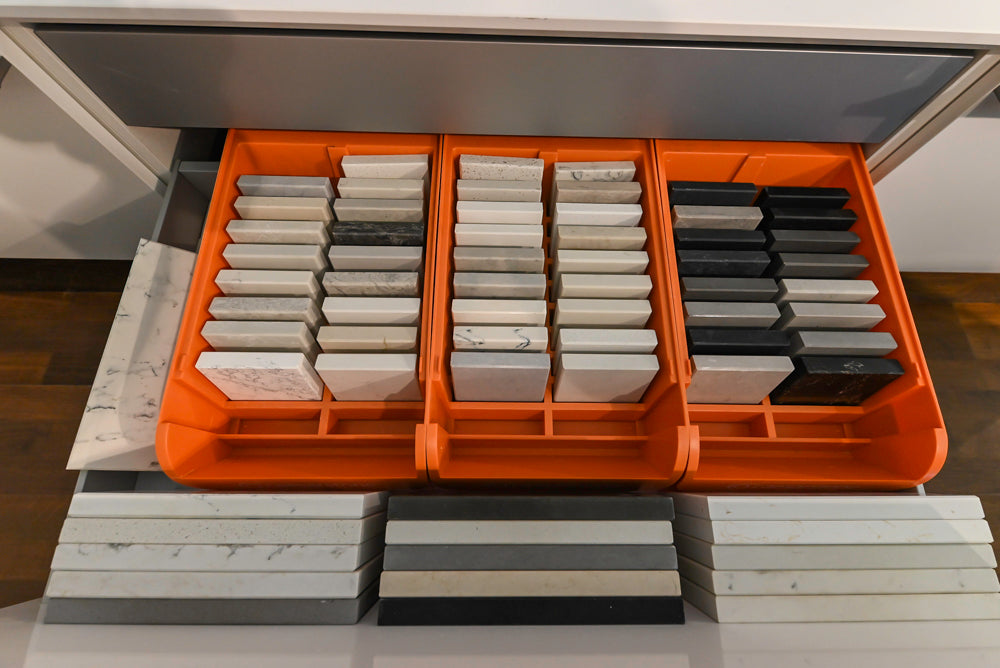 Poggenpohl Perfection: High Gloss White & Purple Modern Showroom Kitchen