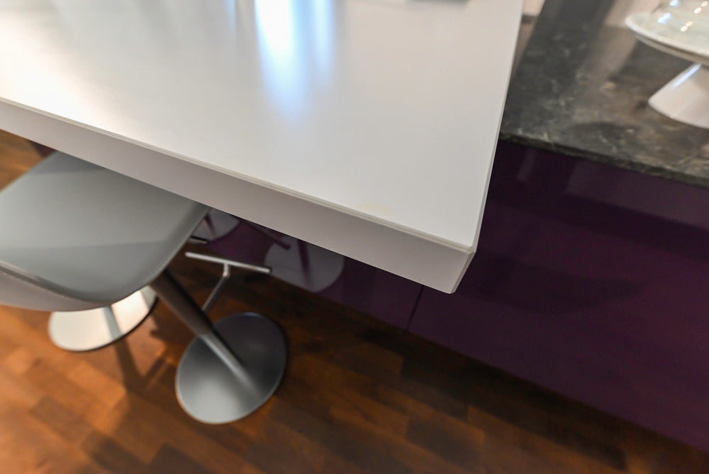 Poggenpohl Perfection: High Gloss White & Purple Modern Showroom Kitchen