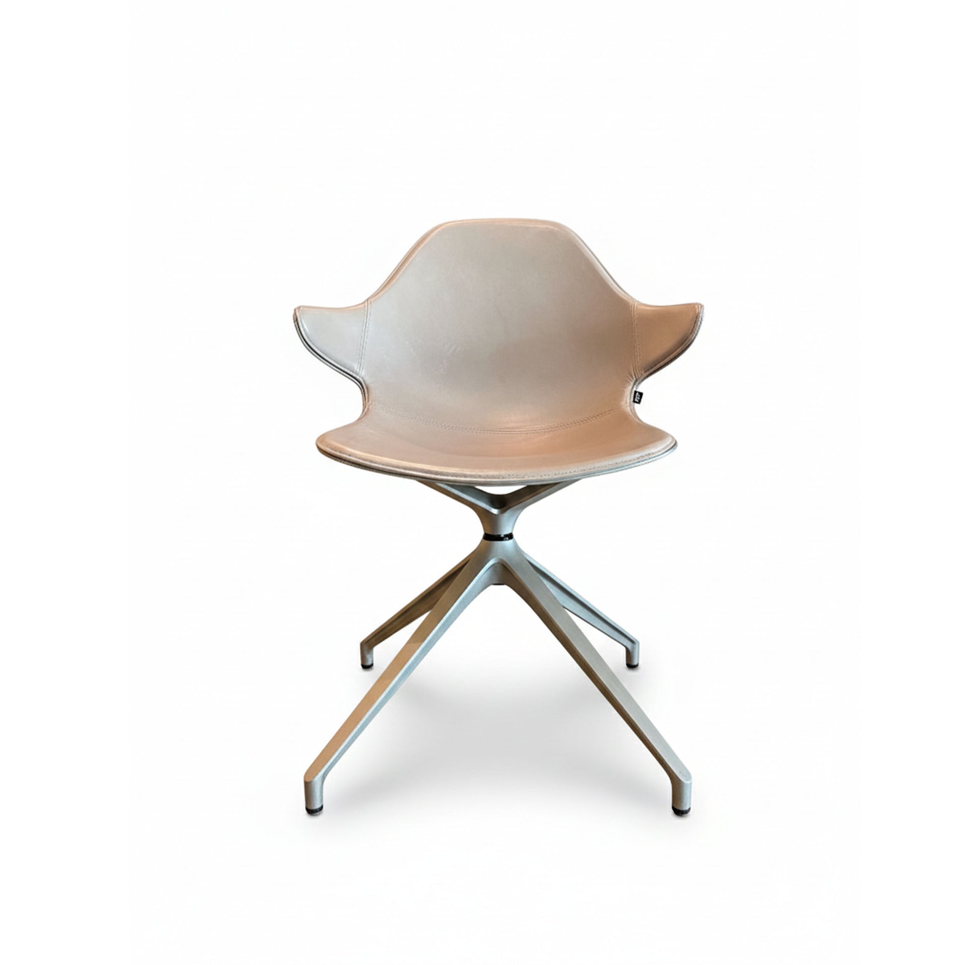 eggersmann KFF Kirk Swivel Amrchairs with Aluminum Seat Shell and Leather Inlay
