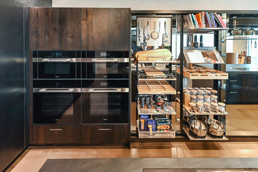 eggersmann Vancouver Oak Dark Brown Modern Kitchen with Double Stone Island & Miele Appliances