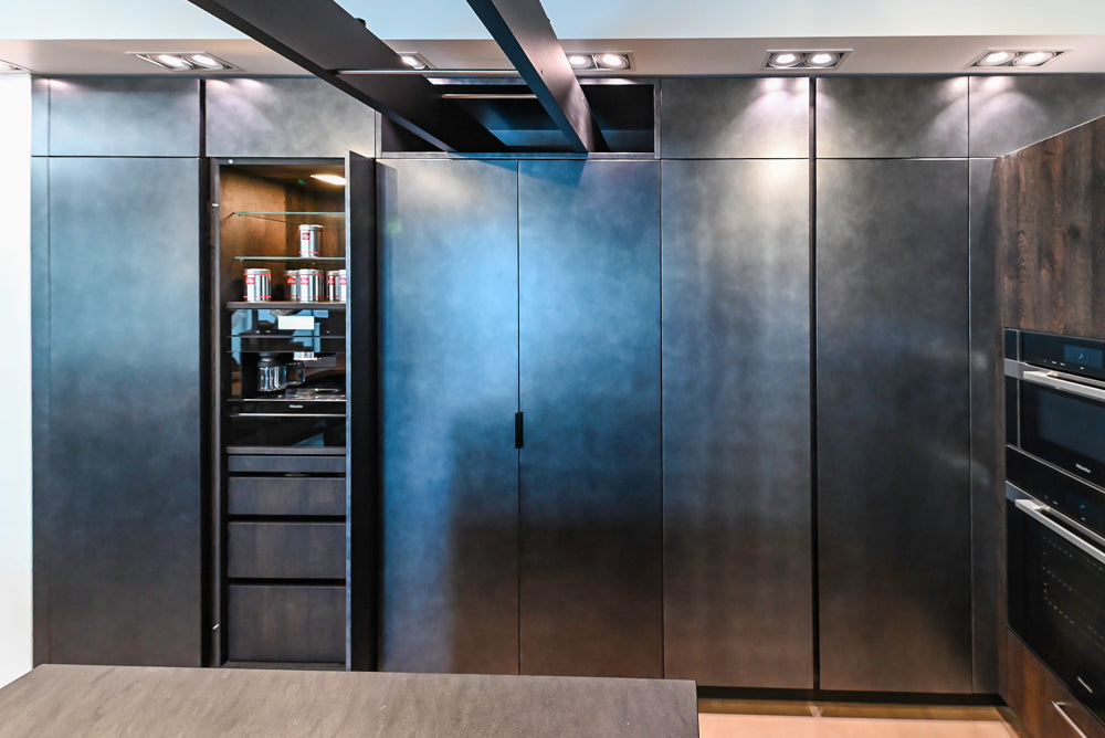 eggersmann Vancouver Oak Dark Brown Modern Kitchen with Double Stone Island & Miele Appliances