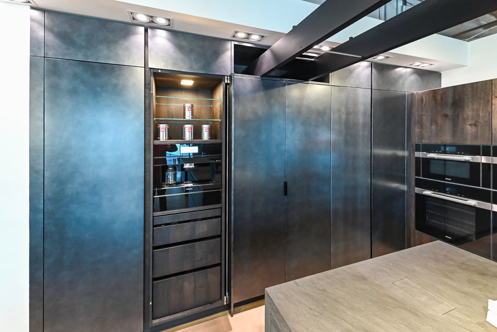 eggersmann Vancouver Oak Dark Brown Modern Kitchen with Double Stone Island & Miele Appliances