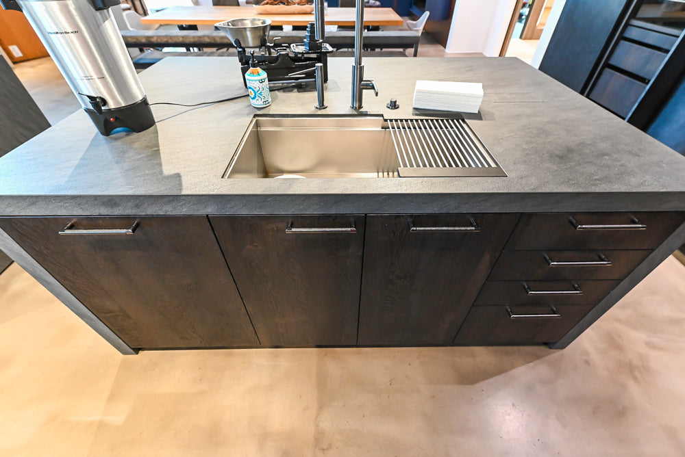 eggersmann Vancouver Oak Dark Brown Modern Kitchen with Double Stone Island & Miele Appliances