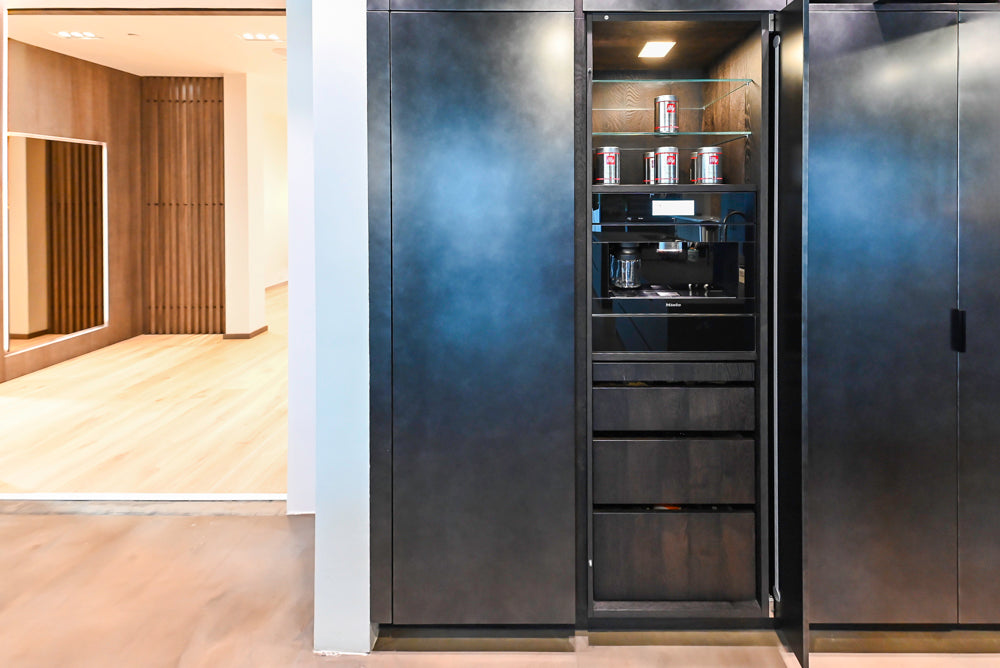 eggersmann Vancouver Oak Dark Brown Modern Kitchen with Double Stone Island & Miele Appliances