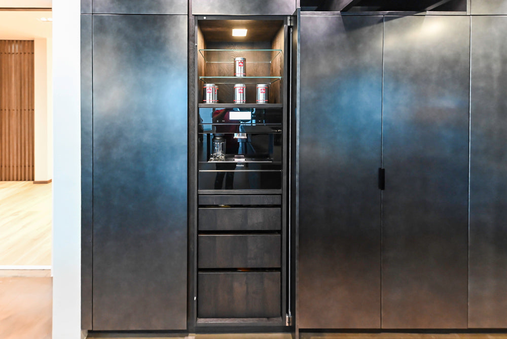 eggersmann Vancouver Oak Dark Brown Modern Kitchen with Double Stone Island & Miele Appliances