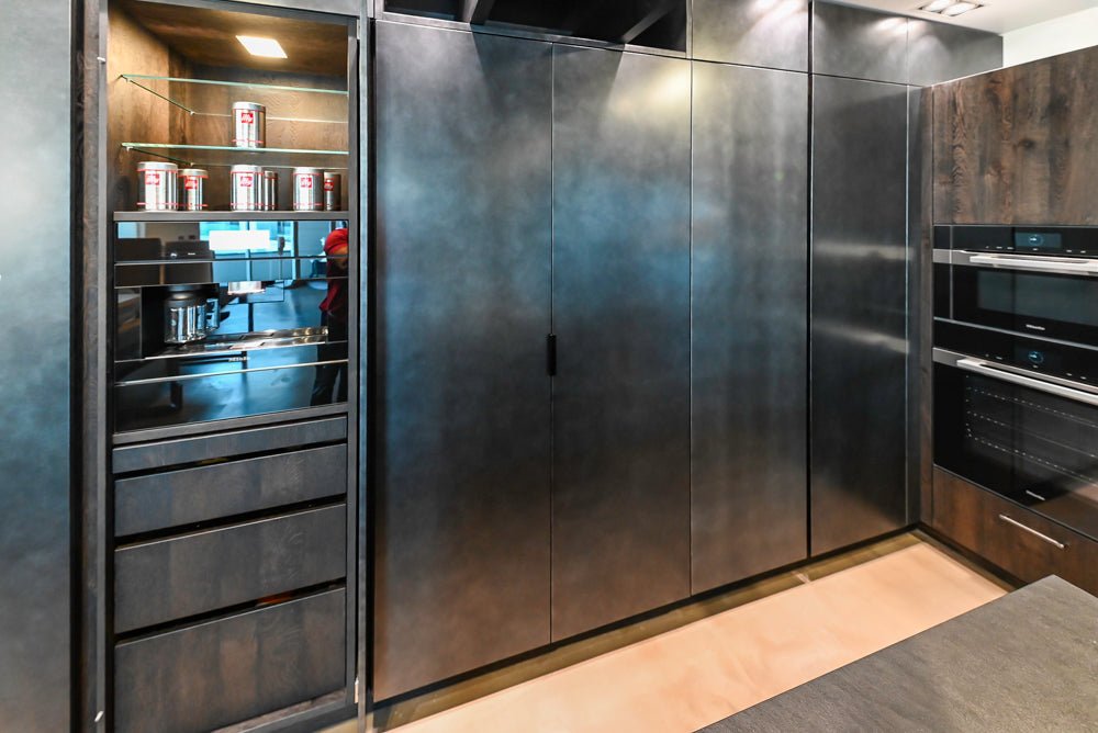 eggersmann Vancouver Oak Dark Brown Modern Kitchen with Double Stone Island & Miele Appliances