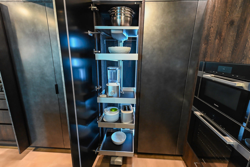 eggersmann Vancouver Oak Dark Brown Modern Kitchen with Double Stone Island & Miele Appliances