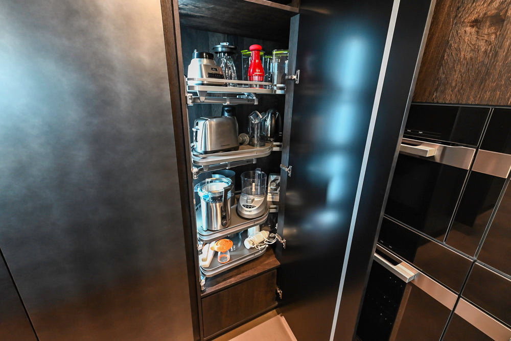 eggersmann Vancouver Oak Dark Brown Modern Kitchen with Double Stone Island & Miele Appliances