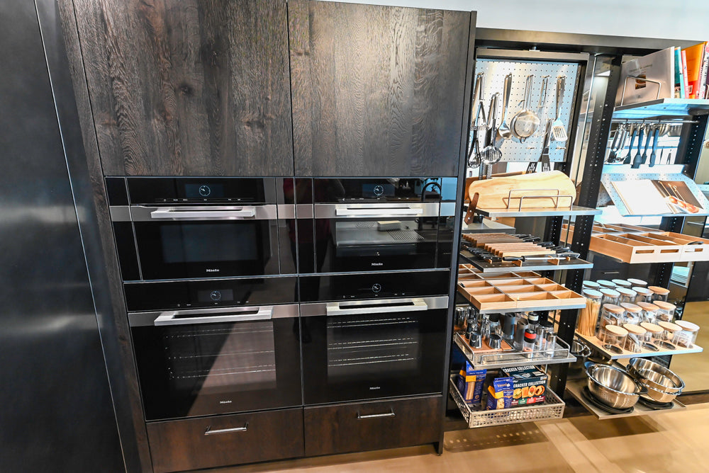 eggersmann Vancouver Oak Dark Brown Modern Kitchen with Double Stone Island & Miele Appliances