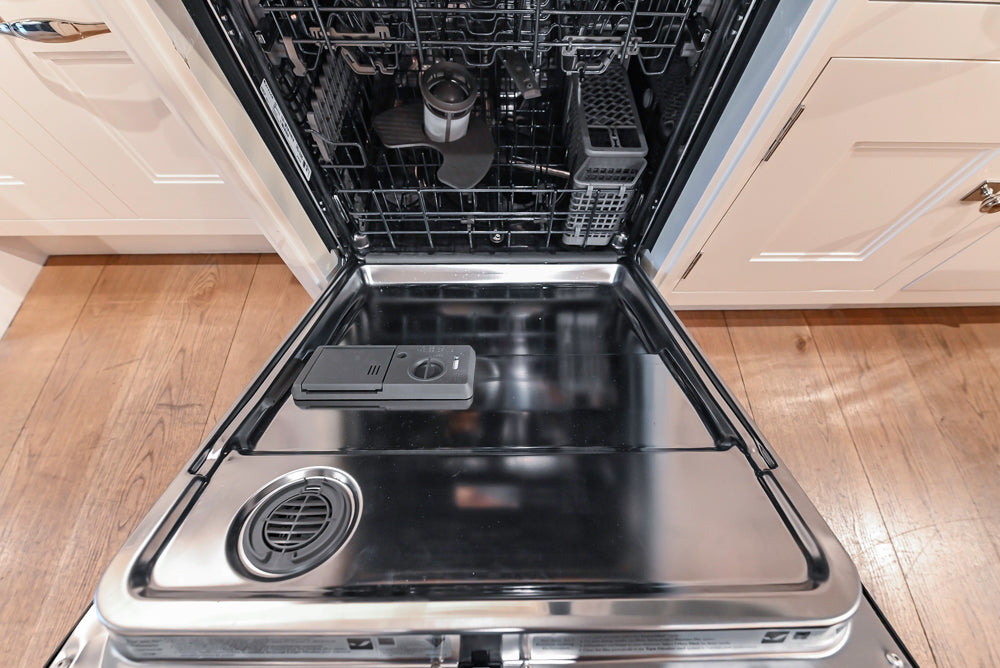Christopher Peacock Refectory White Kitchen with Wooden Island, Marble Countertops and JennAir Appliances