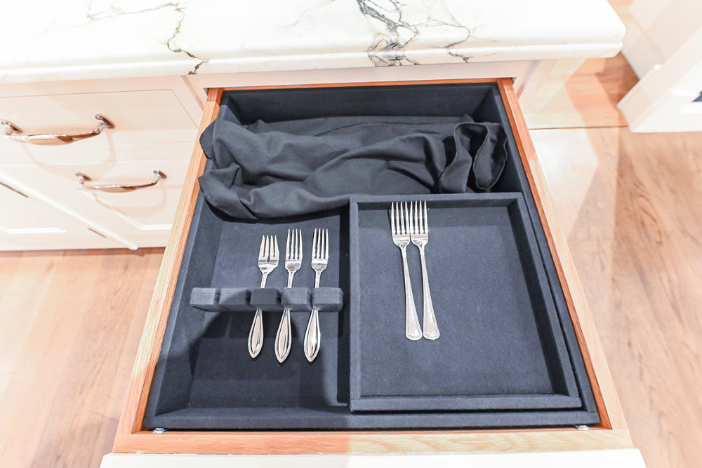 Christopher Peacock Refectory White Kitchen with Wooden Island, Marble Countertops and JennAir Appliances