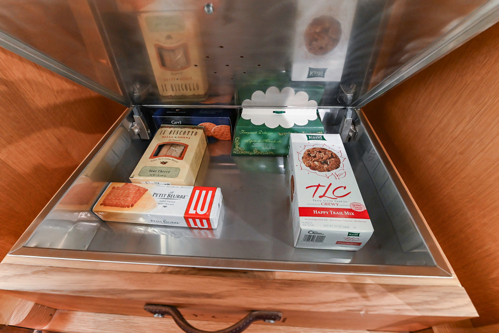 Christopher Peacock Refectory White Kitchen with Wooden Island, Marble Countertops and JennAir Appliances