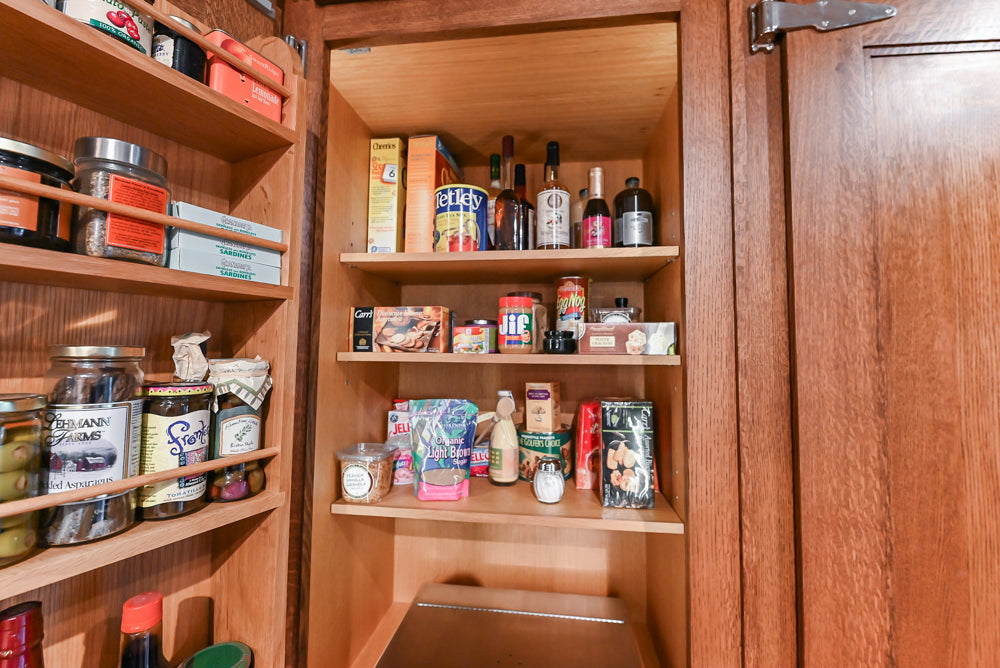 Christopher Peacock Refectory White Kitchen with Wooden Island, Marble Countertops and JennAir Appliances