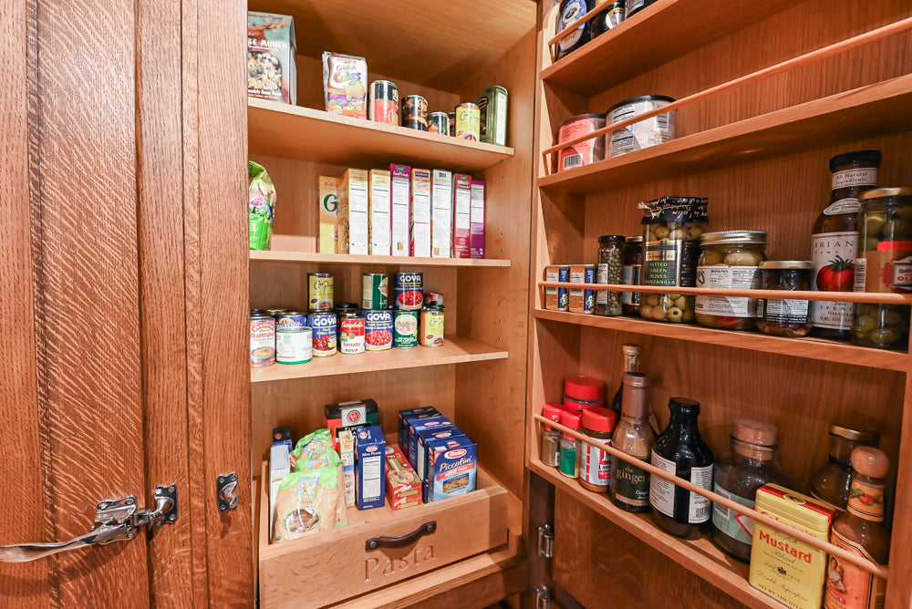 Christopher Peacock Refectory White Kitchen with Wooden Island, Marble Countertops and JennAir Appliances
