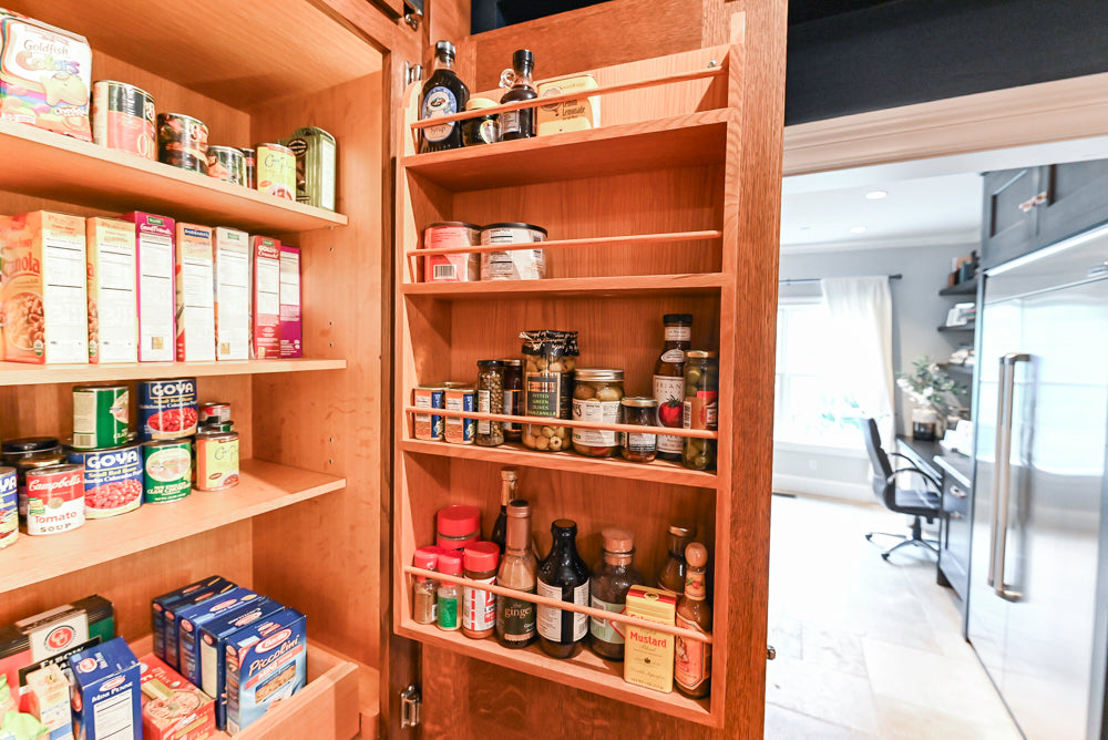Christopher Peacock Refectory White Kitchen with Wooden Island, Marble Countertops and JennAir Appliances