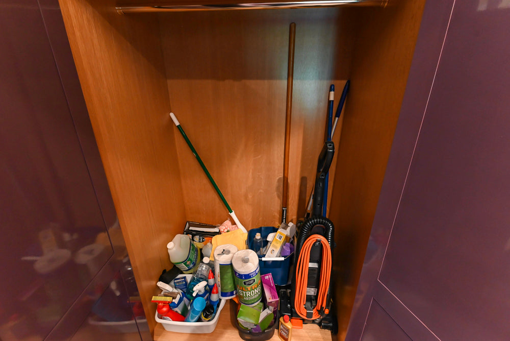 Christopher Peacock Traditional Purple Lacquered and Wooden Wardrobe Closet with Marble Vanity