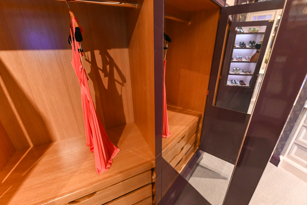 Christopher Peacock Traditional Purple Lacquered and Wooden Wardrobe Closet with Marble Vanity