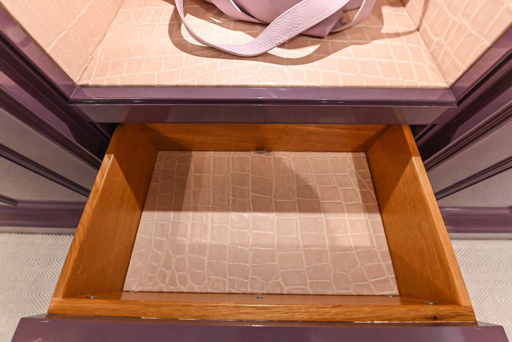 Christopher Peacock Traditional Purple Lacquered and Wooden Wardrobe Closet with Marble Vanity