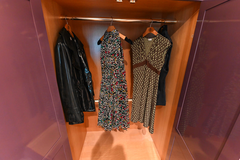 Christopher Peacock Traditional Purple Lacquered and Wooden Wardrobe Closet with Marble Vanity