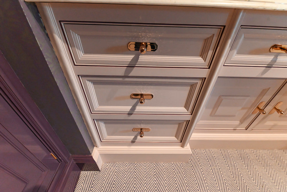 Christopher Peacock Traditional Purple Lacquered and Wooden Wardrobe Closet with Marble Vanity