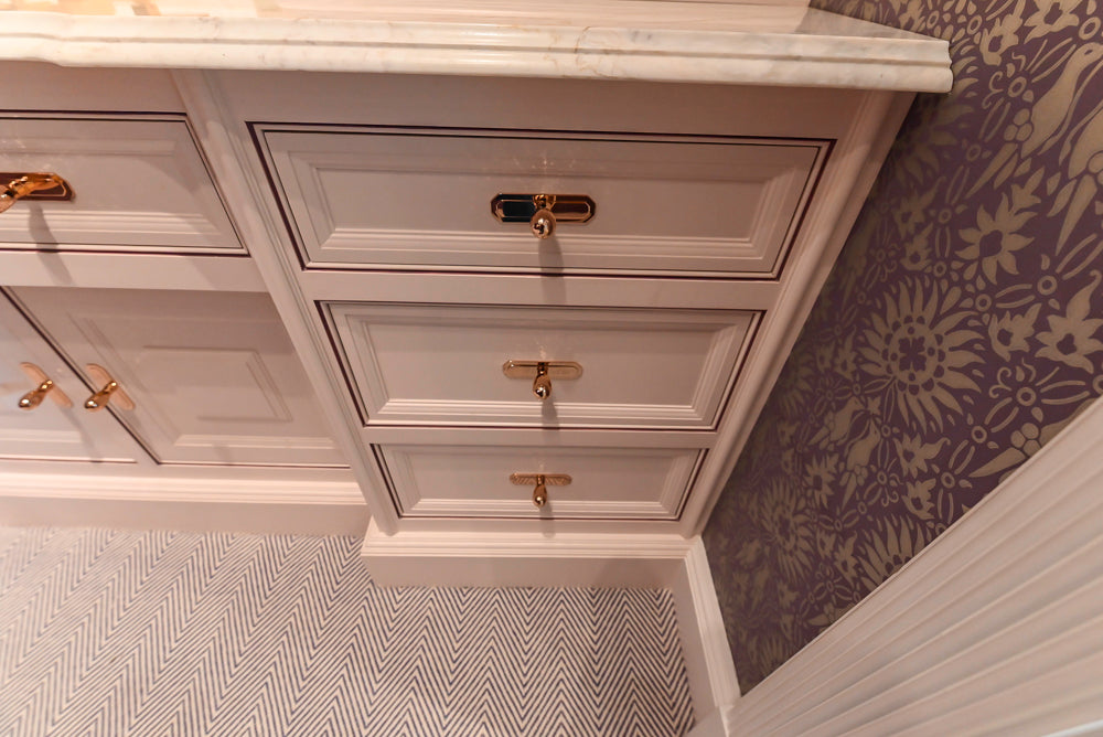 Christopher Peacock Traditional Purple Lacquered and Wooden Wardrobe Closet with Marble Vanity