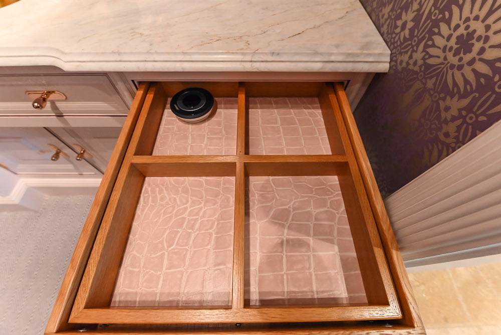 Christopher Peacock Traditional Purple Lacquered and Wooden Wardrobe Closet with Marble Vanity