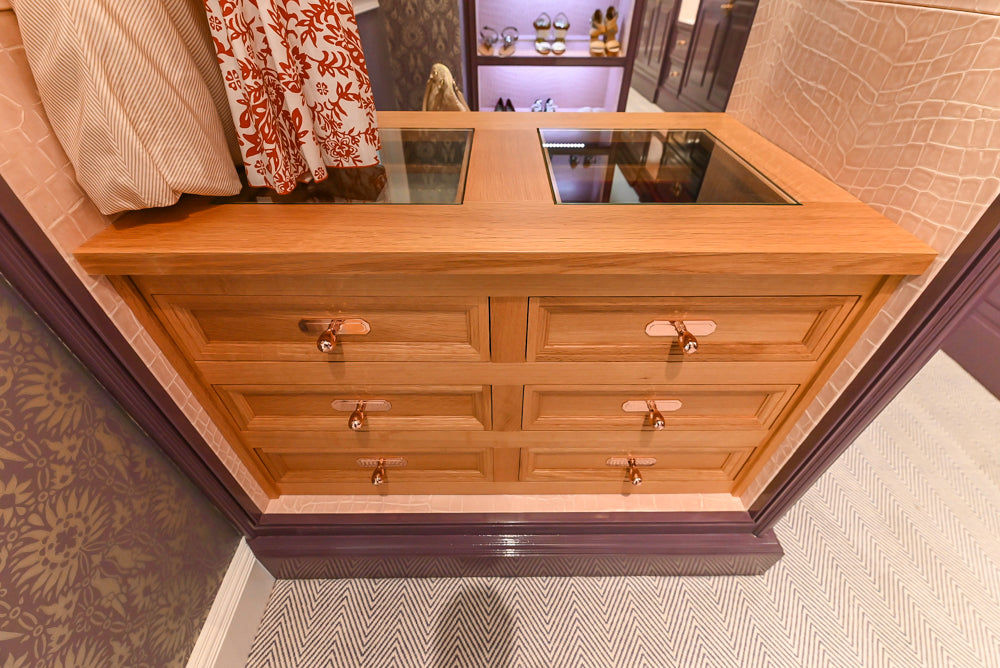 Christopher Peacock Traditional Purple Lacquered and Wooden Wardrobe Closet with Marble Vanity