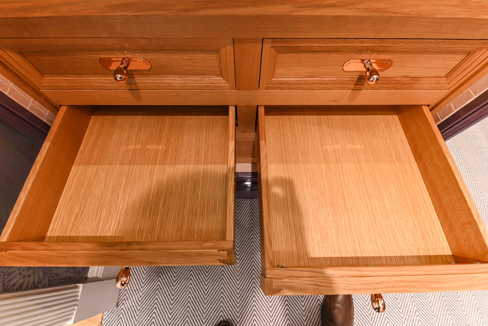 Christopher Peacock Traditional Purple Lacquered and Wooden Wardrobe Closet with Marble Vanity