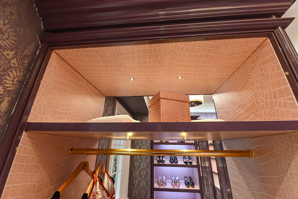 Christopher Peacock Traditional Purple Lacquered and Wooden Wardrobe Closet with Marble Vanity