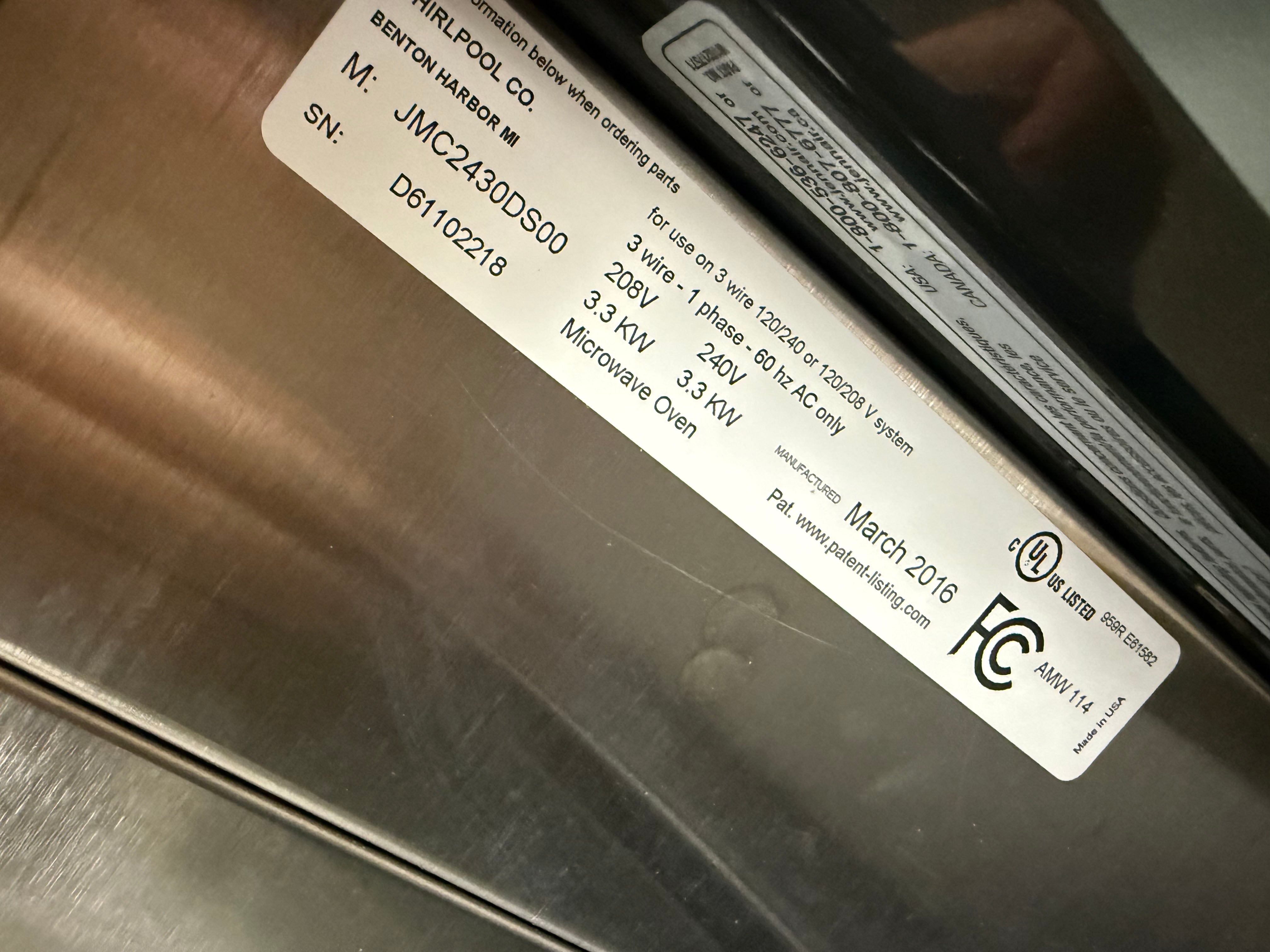 JennAir JMC2430DS 30" Stainless Steel Built-in Microwave Oven, 2016