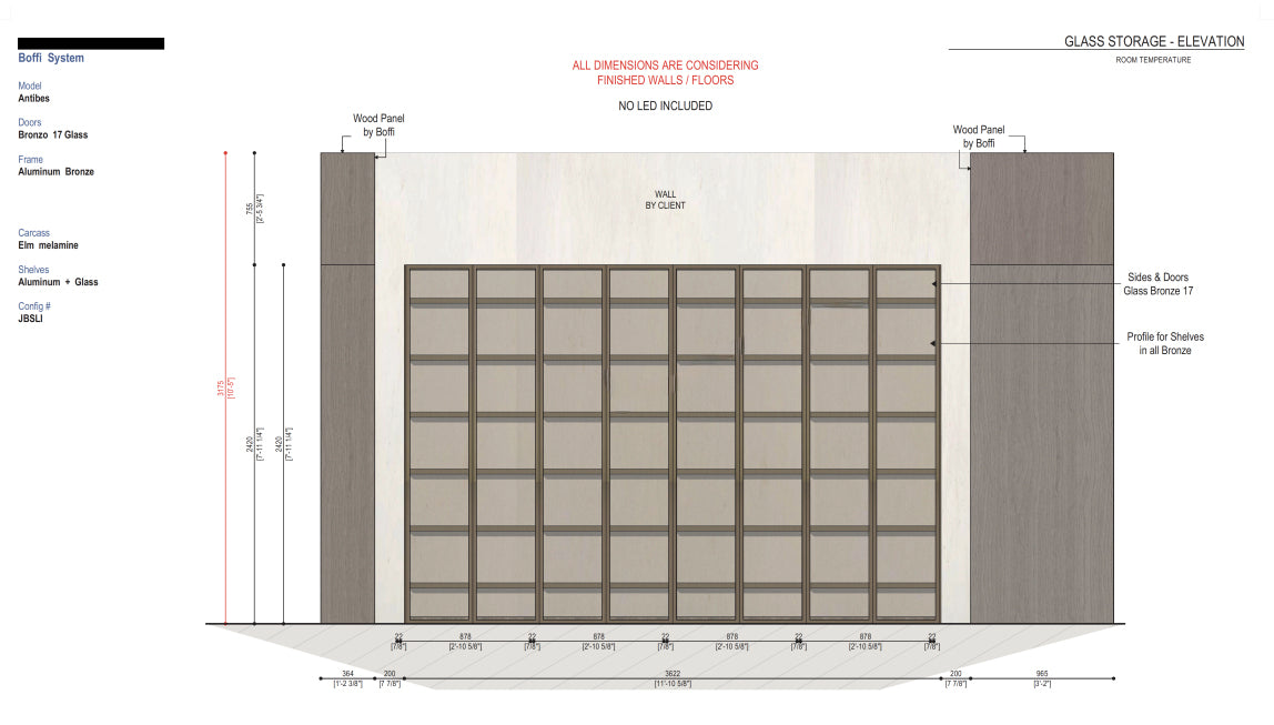 Boffi Antibes Bronz 17 Glass Storage System with Aluminum Bronze Frame