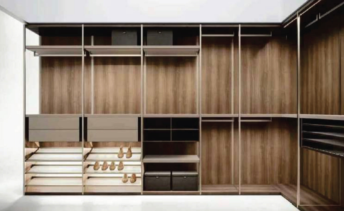 Boffi Antibes Walk-In Master Closet with Melamine Elm Doors